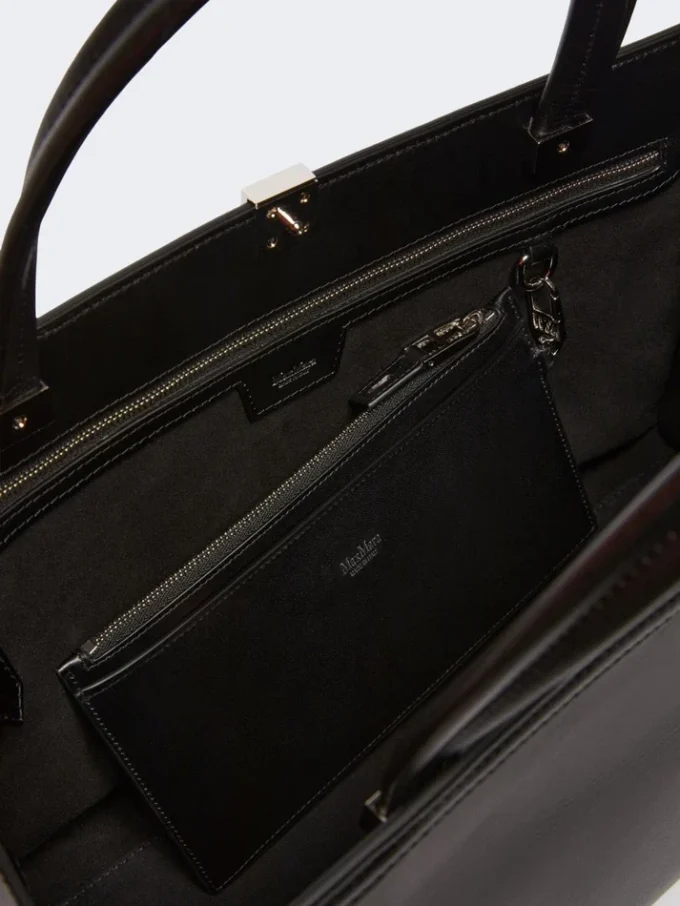 Leather tote bag, black Leather tote bag, black