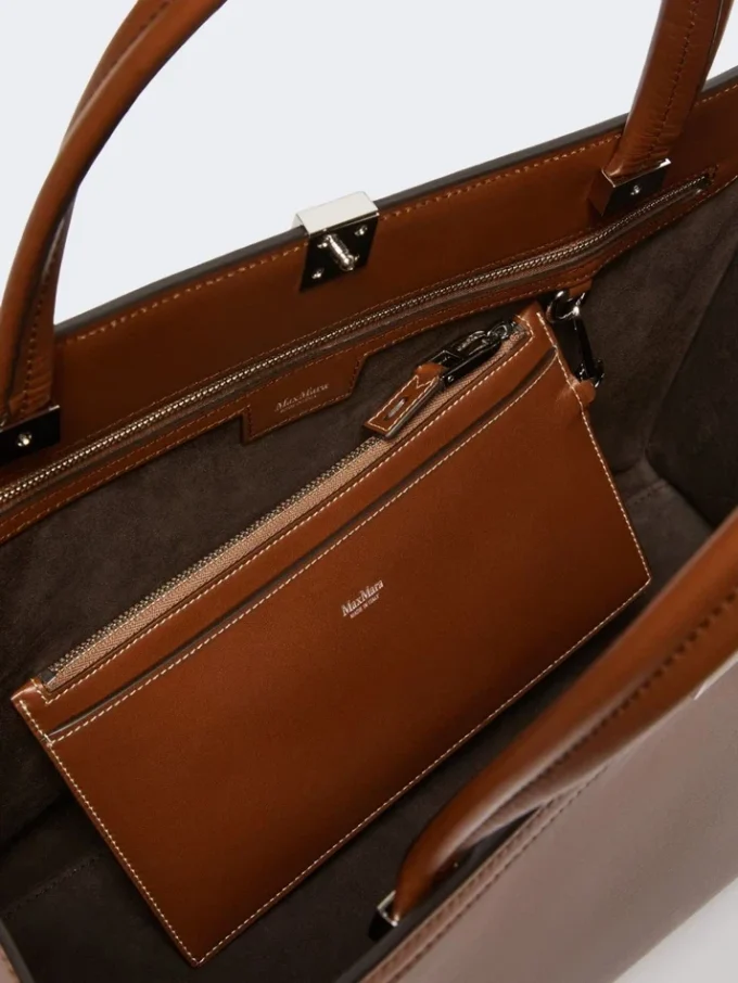 Leather tote bag, tobacco Leather tote bag, tobacco