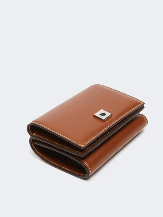 Leather tri-fold purse, amber brown