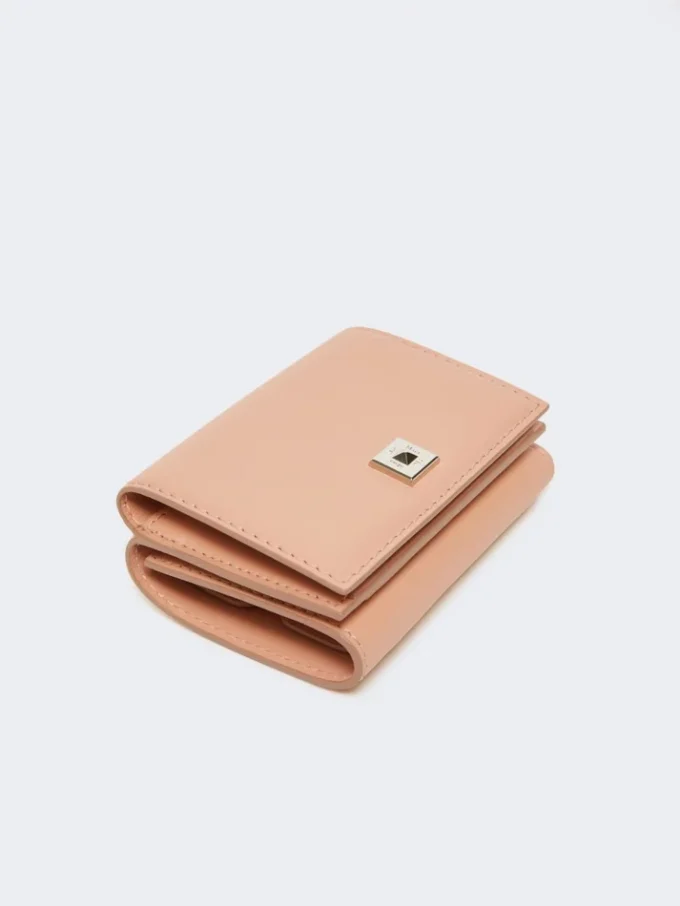 Leather tri-fold purse, pink