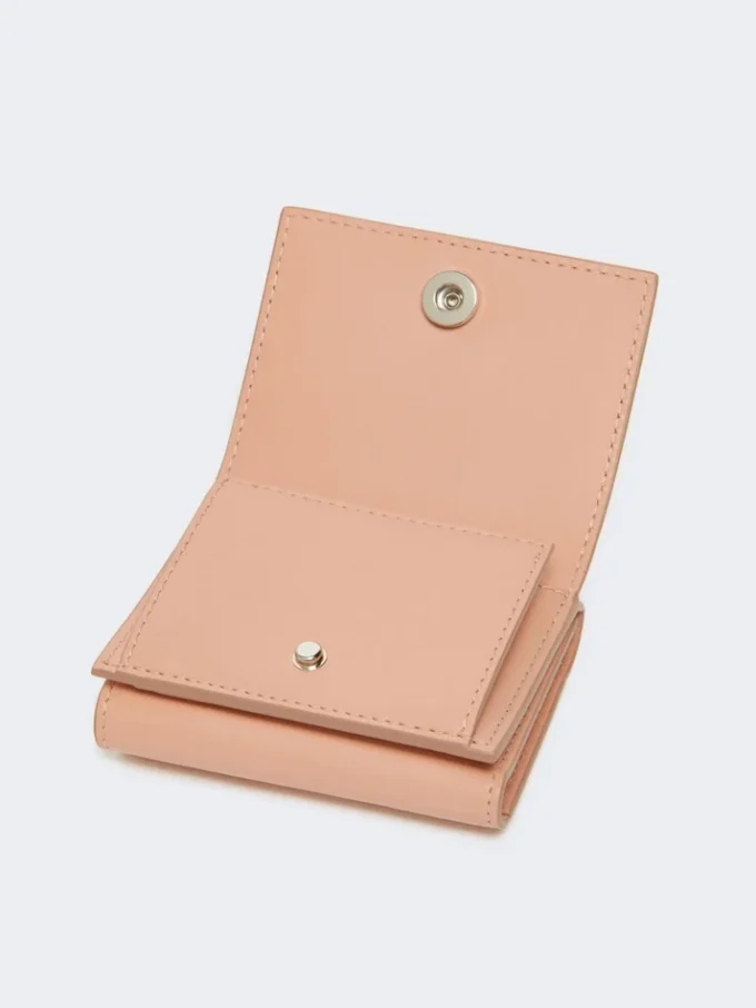 Leather tri-fold purse, pink