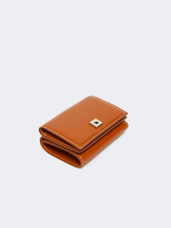 Leather tri-fold purse, rust