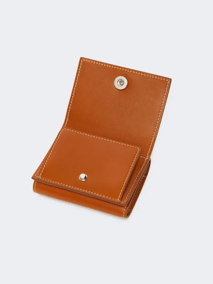 Leather tri-fold purse, rust