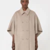 Lightweight cashmere broadcloth cape, tawny bronze brown