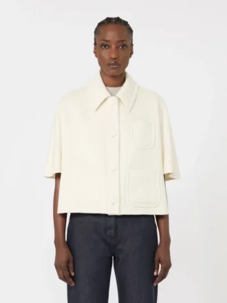 Lightweight cashmere cape, white