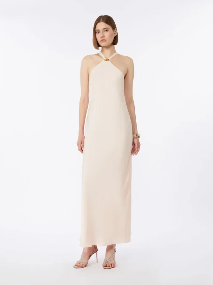 Lightweight satin dress, beige pink