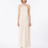 Lightweight satin dress, beige pink