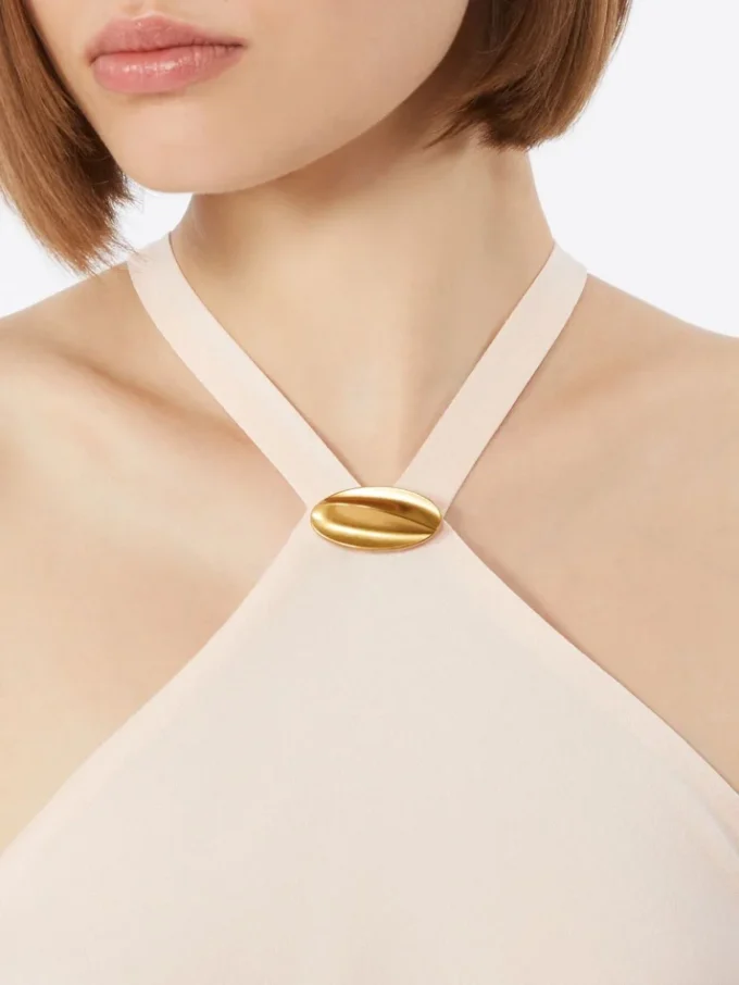 Lightweight satin dress, beige pink