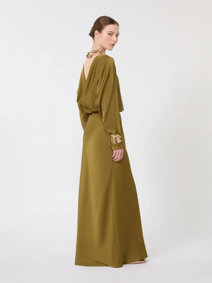 Lightweight satin dress, kaki