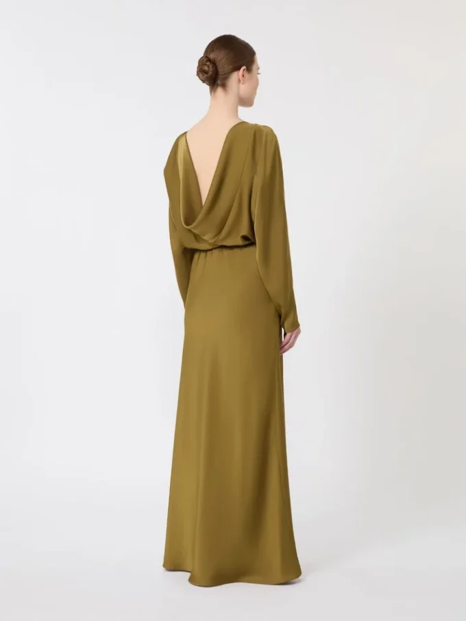 Lightweight satin dress, kaki