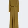Lightweight satin dress, kaki