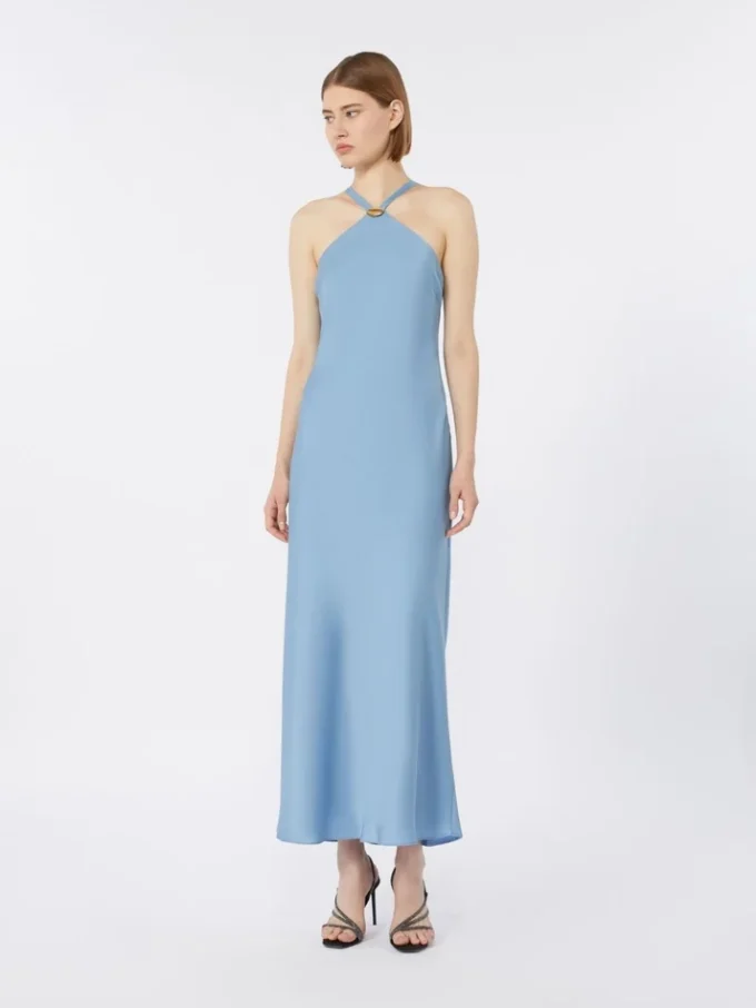Lightweight satin dress, light blue