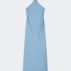Lightweight satin dress, light blue