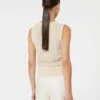 Linen and cable-knit gilet, beige