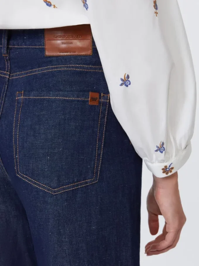 Linen and cotton denim jeans, navy