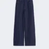 Linen and cotton denim jeans, navy