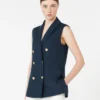 Linen basketweave gilet, midnightblue