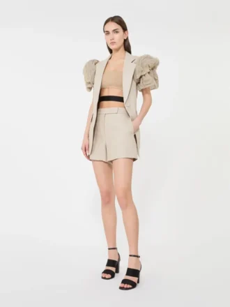 Linen basketweave shorts, sand