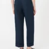 Linen basketweave straight trousers, midnightblue