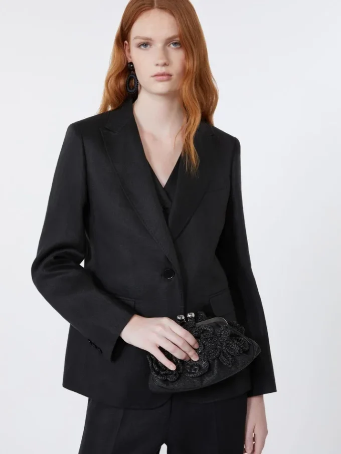 Linen canvas blazer, black Linen canvas blazer, black