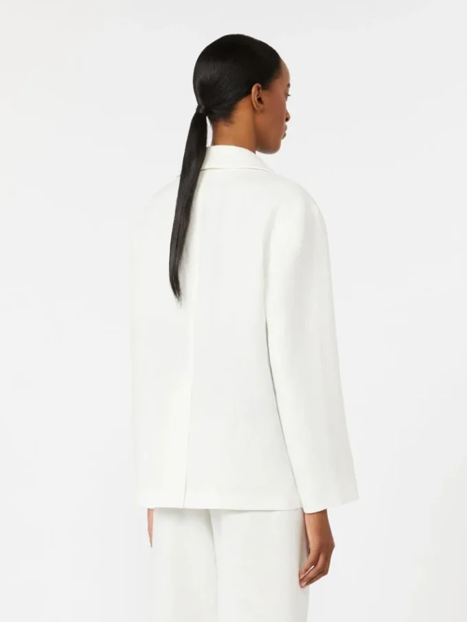 Linen canvas boxy jacket, white