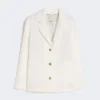 Linen canvas boxy jacket, white