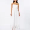 Linen canvas bustier dress, white