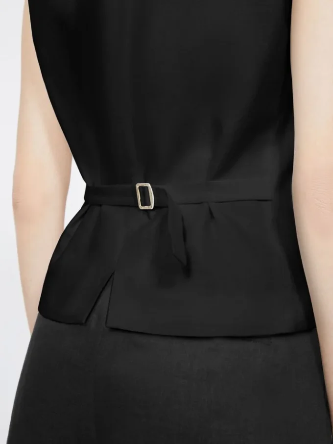 Linen canvas gilet, black