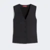 Linen canvas gilet, black