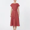 Linen canvas midi dress, cherry