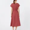 Linen canvas midi dress, cherry