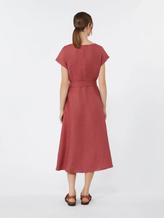 Linen canvas midi dress, cherry