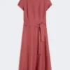 Linen canvas midi dress, cherry