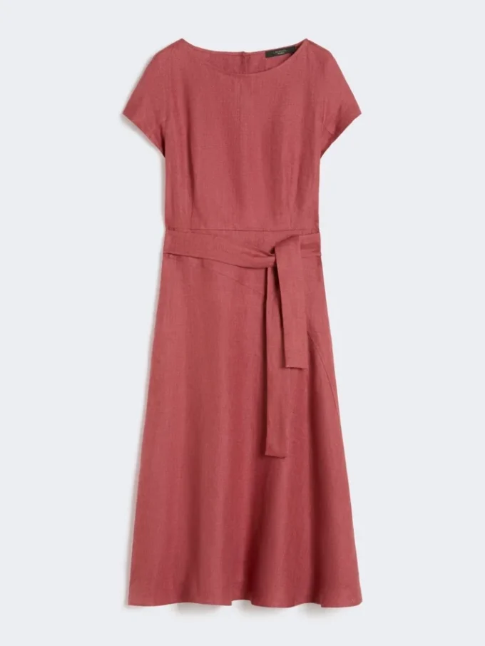 Linen canvas midi dress, cherry