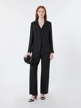 Linen canvas blazer, black
