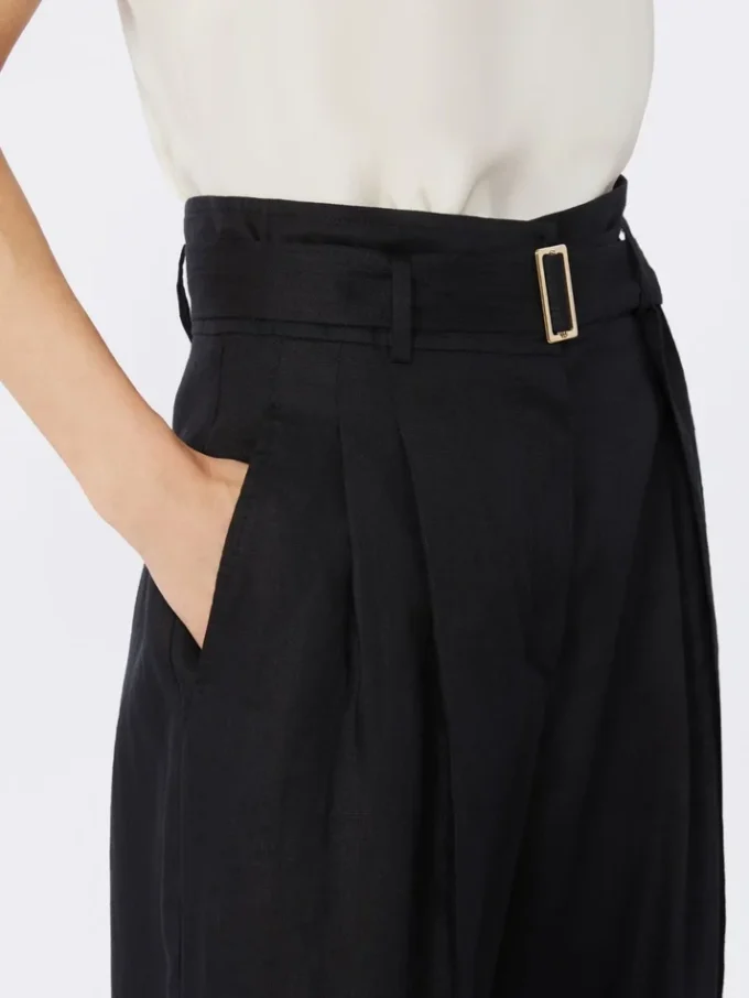 Linen canvas trousers, black