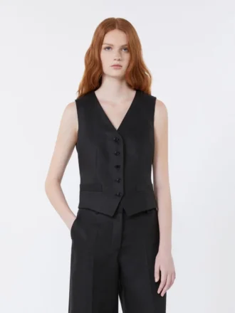 Linen canvas waistcoat, black