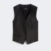 Linen canvas waistcoat, black