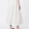Linen skirt with à jour embroidery, ecru