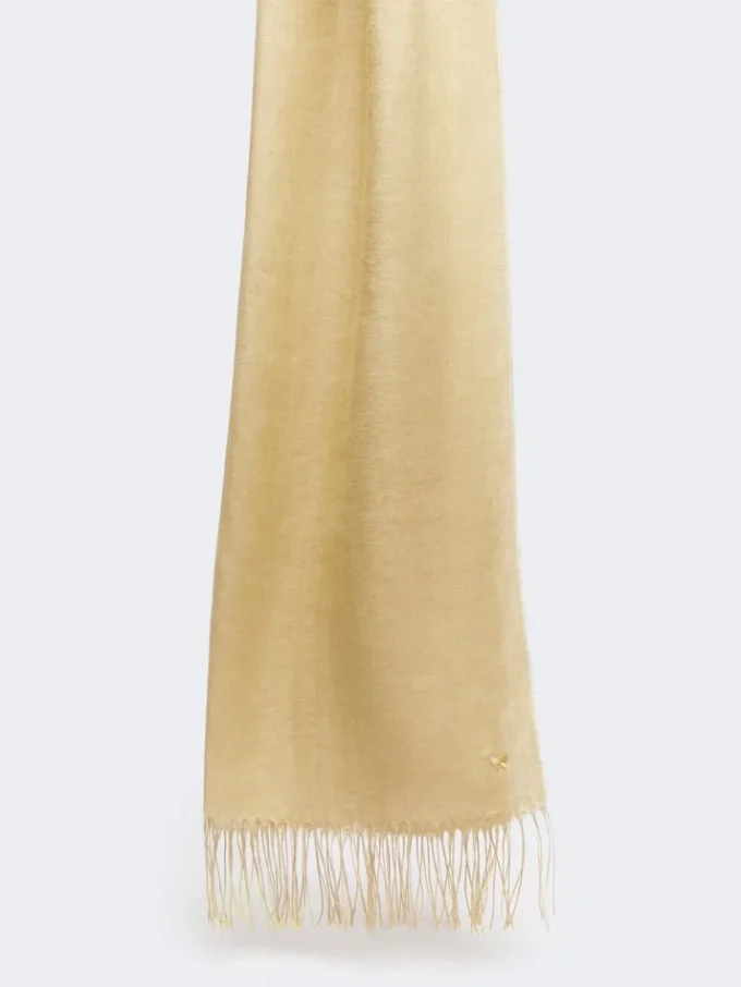 Linen stole with fringes, beige