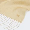 Linen stole with fringes, beige