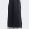 Linen stole with fringes, midnightblue