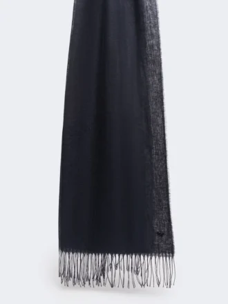 Linen stole with fringes, midnightblue