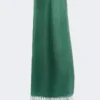 Linen stole with fringes, sage green Linen stole with fringes, sage green