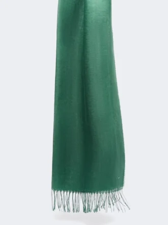 Linen stole with fringes, sage green