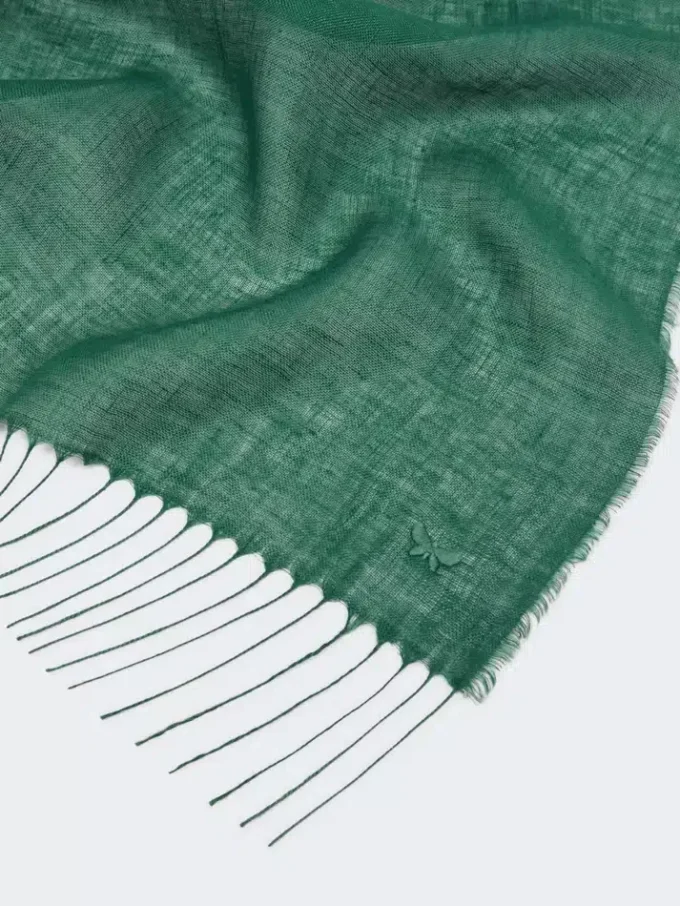 Linen stole with fringes, sage green Linen stole with fringes, sage green