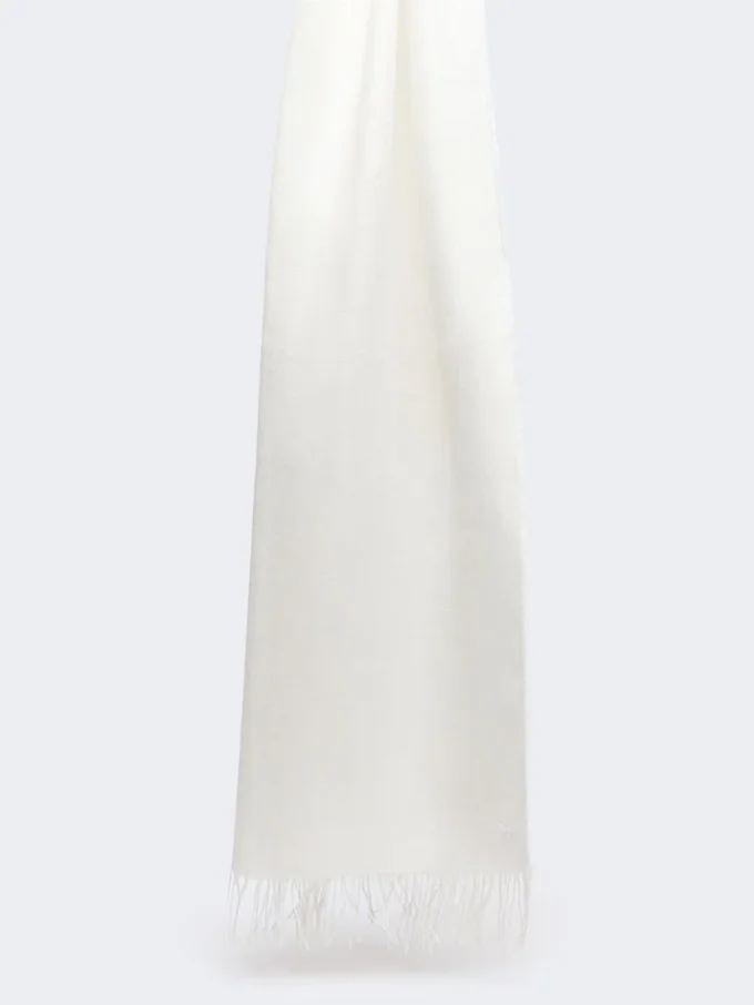 Linen stole with fringes, white