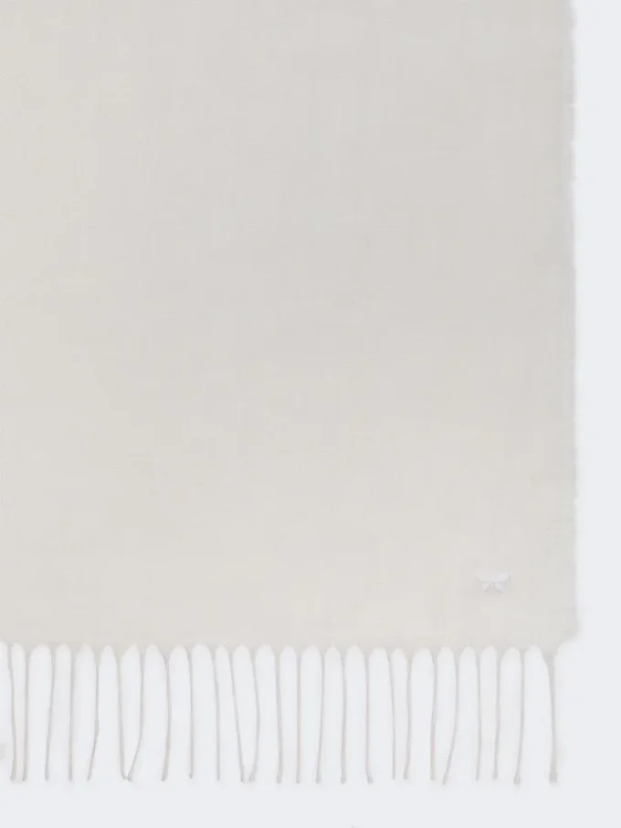 Linen stole with fringes, white