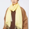 Linen stole with fringes, yellow