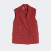 Linen twill gilet, brick red